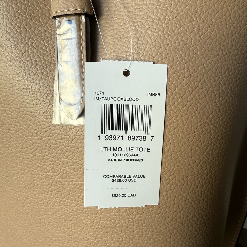 NWT Coach Taupe/Oxblood Mollie Tote shoulder bag price is firm - Picture 5 of 12